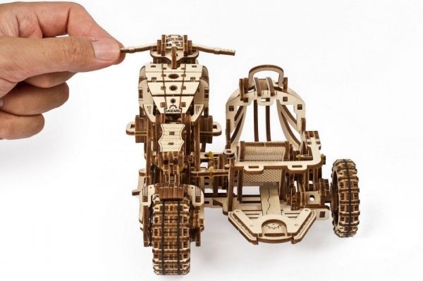 Деревянный 3D-конструктор UGEARS Мотоцикл Scrambler UGR-10 с коляской