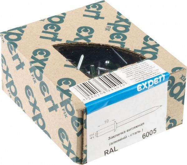 Заклепка витяжна 4х10 мм 100 шт./уп. зелений RAL 6005 Expert Fix