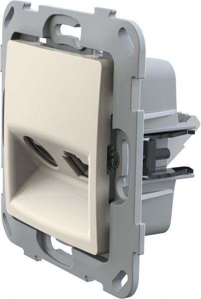 Розетка TV+RJ45 оконечная двойная Plank Electrotechnic Classic/Nordic слоновая кость PLK0911131