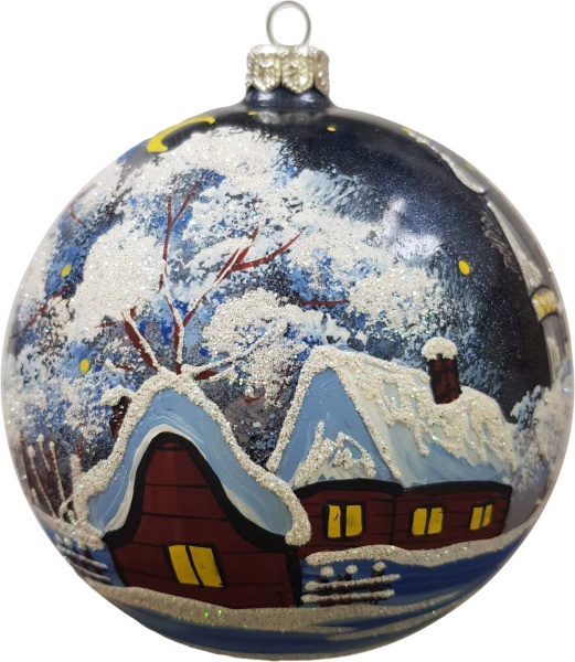 Куля новорічна Юріта ніч на Різдво d 130 мм синій 120891M