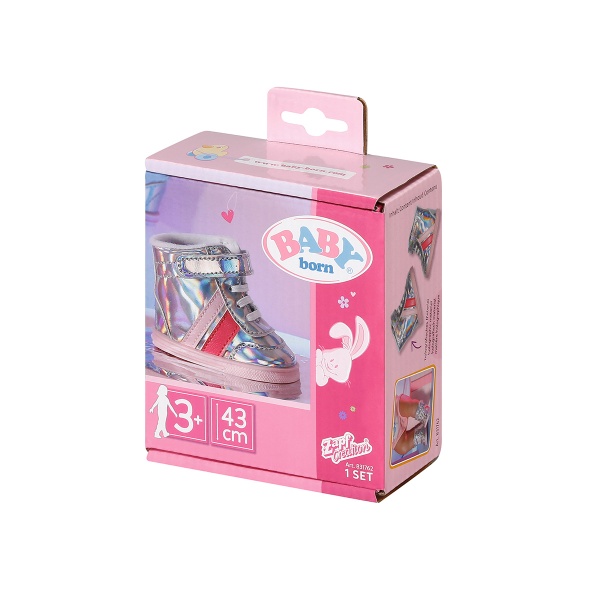 Обувь для куклы Zapf Baby Born серебристые кроссовки 831762