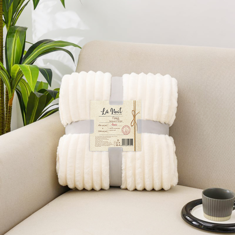 Плед Jacquard Stripe 200x220 см молочный La Nuit