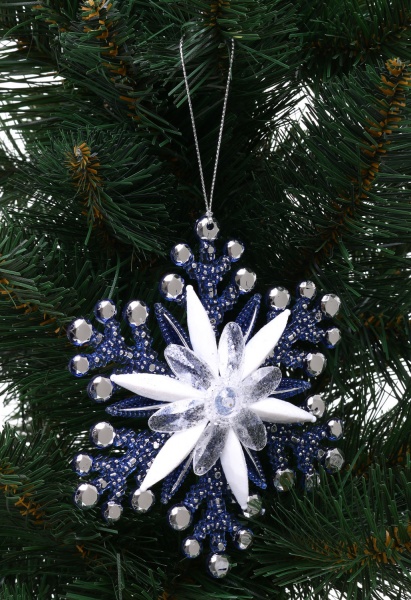 Подвеска пластиковая P.&C. Creative Снежинка с каплями 13 см синий F21550348