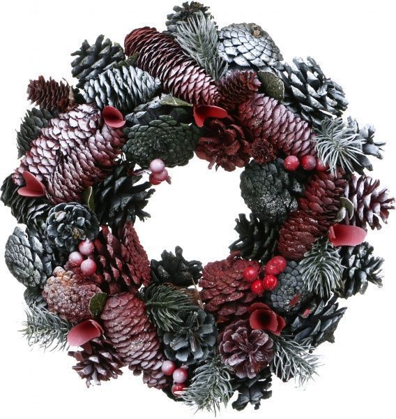 Вінок новорічний з шишками і ягодами d325 мм E581207A 