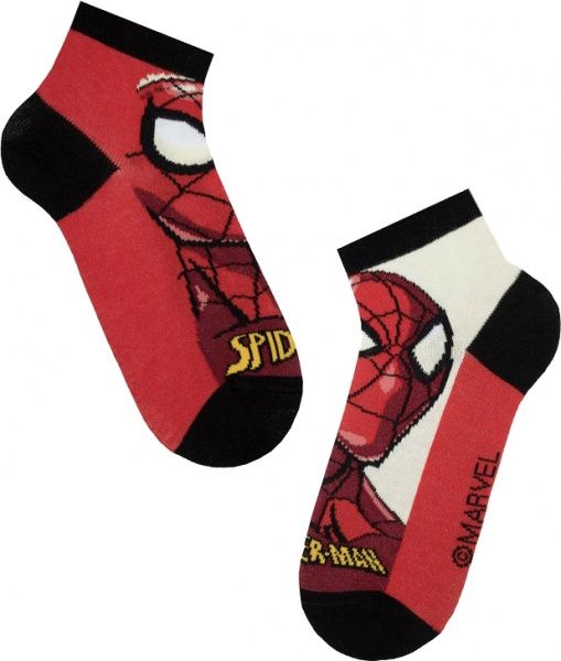 Носки детские Conte-Kids Marvel Человек-паук короткие 356 17С-133СПМ р.20 красный с черными вставками 
