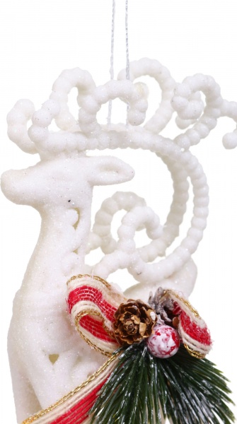 Декоративна підвіска Олень з декором 16 см HFF2021W білий