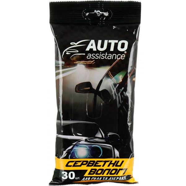 Салфетки влажные для стекла и зеркал Auto Assistance 30 шт.