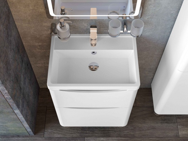 Тумба напольная Aqua Rodos Vista белый глянец с умывальником Ваr 75 см