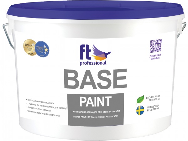 Ґрунтувальна фарба водоемульсійна FT Professional BASE PAINT глибокий мат біла 10л 
