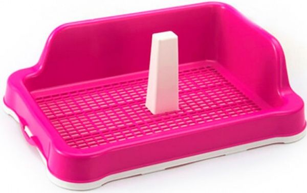 Туалет под пеленку с сеткой, столбиком и стеной L (56x43,5х16cм), P 961-А