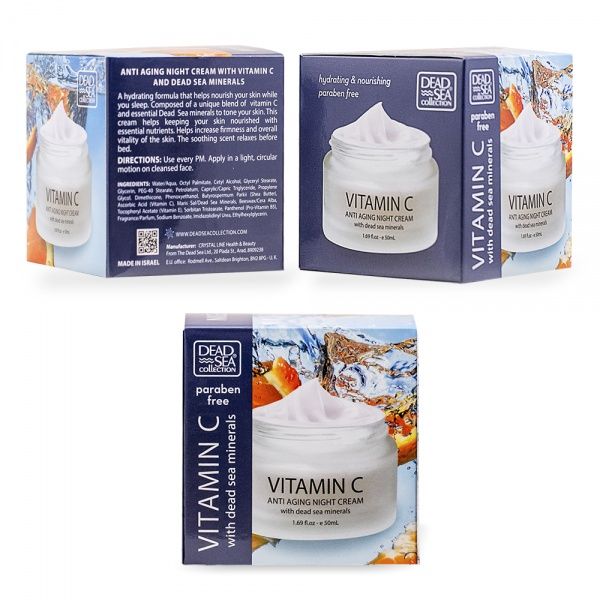 Крем для лица ночной Dead Sea Collection против морщин с витамином С и минералами Мертвого моря 50 мл