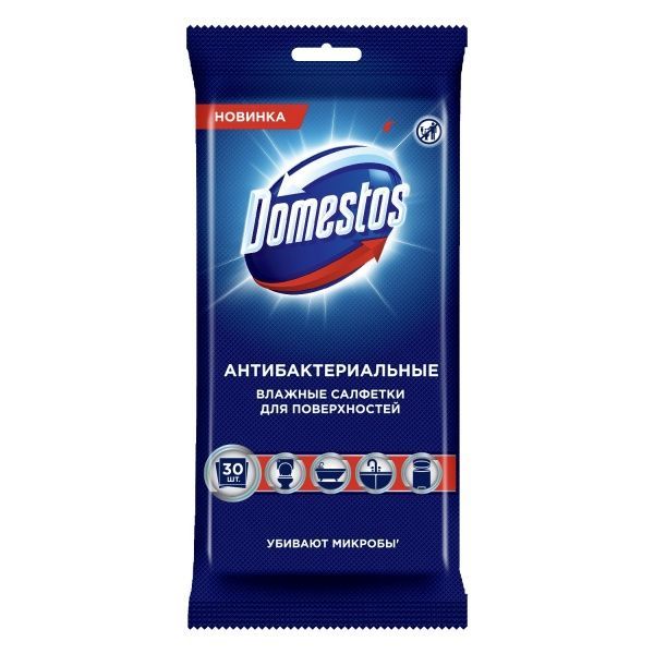 Антибактериальные влажные салфетки Domestos 30 шт.