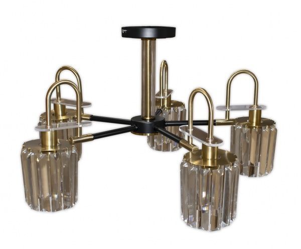 Люстра потолочная Hopfen Bogen CP-BK 5x60 Вт E14 золото/черный 