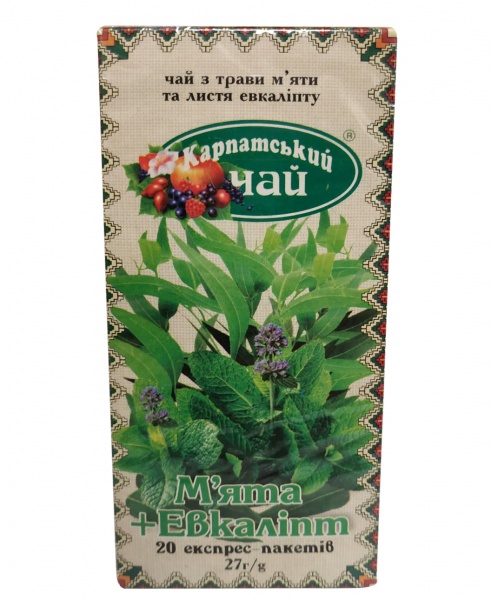 Чай травяной Карпатський чай пакетированный Мята+Эвкалипт 20 шт. 35 г 