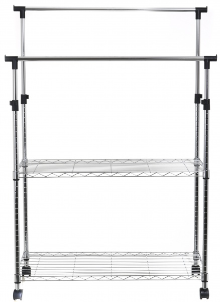 Тримач для одягу PROзапас 960х460х1060 (1800) мм подвійний хромований з полицями хром