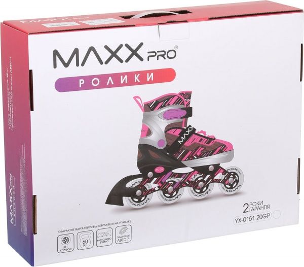 Роликовые коньки MaxxPro YX-0151-20GB р. 38-42 черно-голубой