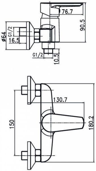 Смеситель для душа Aqua Rodos Optima 90977