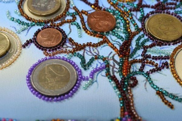Набор для вышивания бисером на натуральном художественном холсте Денежное дерево 310x420 мм Абрис Арт