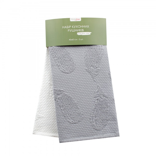 Набір рушників кухонних Баклажан 2 шт. 40x60 см Homeline сірий/білий 