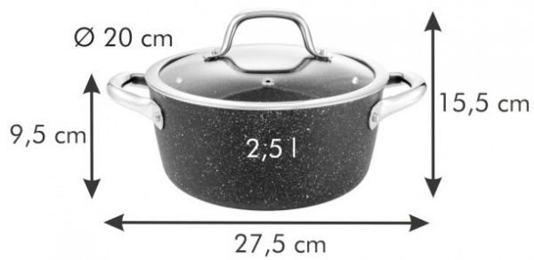 Кастрюля с крышкой PRESIDENT Stone 2,5 л 780333 Tescoma