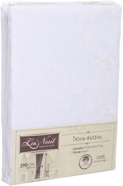 Тюль вуаль Jacquard Tender білий 400х275 см La Nuit