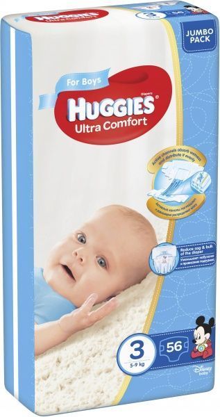 Подгузники Huggies Ultra Comfort Jumbo 3 5-9 кг 56 шт. для мальчика