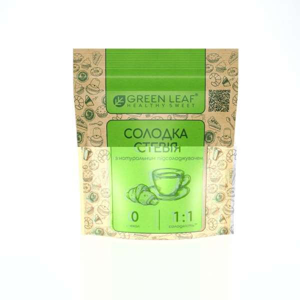 Замінник цукру Green Leaf Солодка Стевія (1:1) 100 г