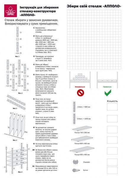 Полиця (АППОЛО) металева 750х300 мм Ral 7030, світло-сірий