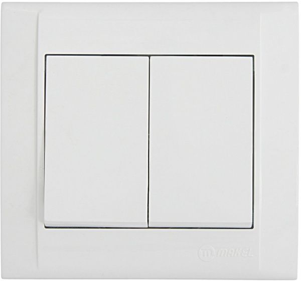 Выключатель двухклавишный Makel Defne без подсветки 10 А 250В белый 42001003