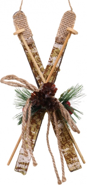 Декоративная подвеска Лыжи с декором 20x8x3 см золотой LD21060