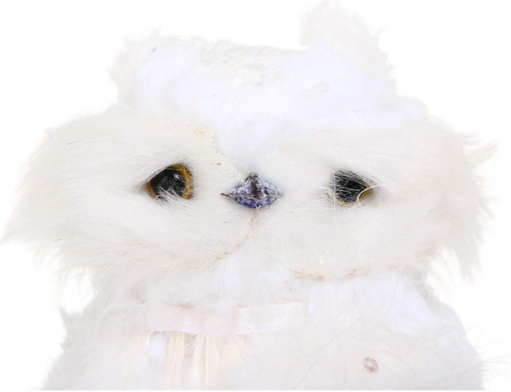 Декорация новогодняя Сова пушистая с перьями (F1962112) 15 см