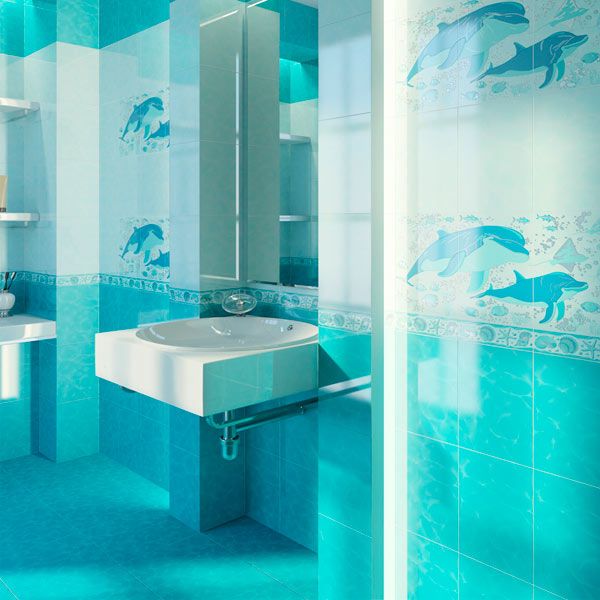 Декор Golden Tile Акваріум М86301 бірюзовий 200x300 мм