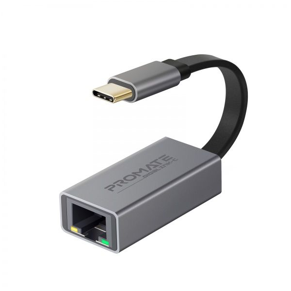 Переходник Promate USB Type-C/Ethernet 1Гбит/с 0,07 м серый (gigalink-c.grey) 