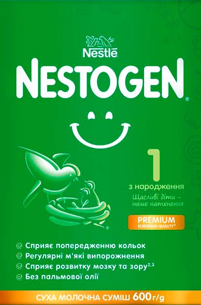Суха молочна суміш Nestle Nestogen для дітей з народження з лактобактеріями 1 L.Reuteri 600г 7613287103680