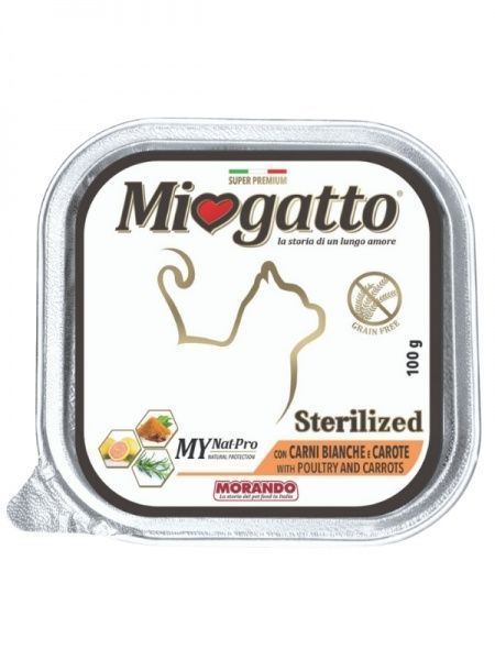 Корм Morando MioGatto Sterilised для стерилизованных кошек, с птицей и морковью 100 г