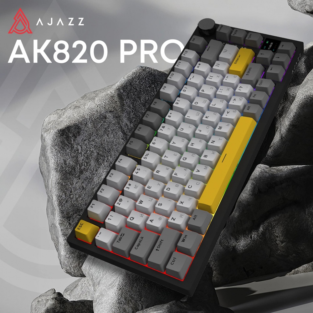 Клавиатура беспроводная Ajazz AK820 Pro Flying Fish Switch (AK820PRO-FF-BGY) black