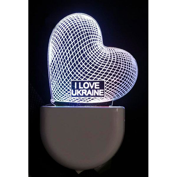 Ночник Aukes I love Ukraine 3D LED RGB 0.5 Вт белый 