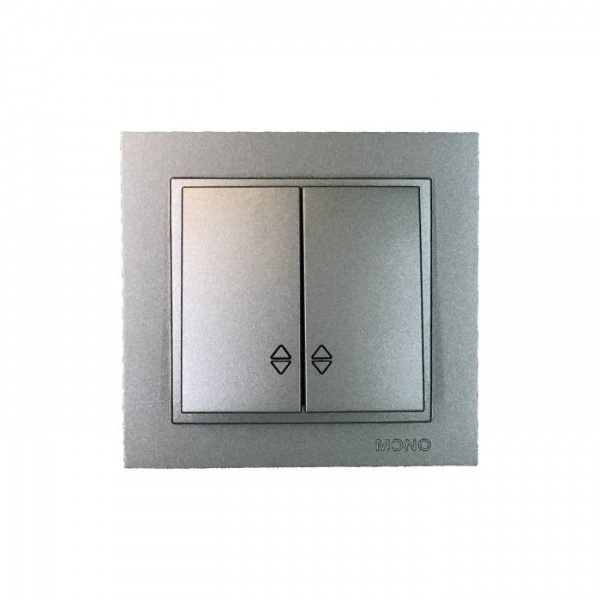 Вимикач прохідний двоклавішний Mono Despina без підсвітки антрацит 102-242423-111