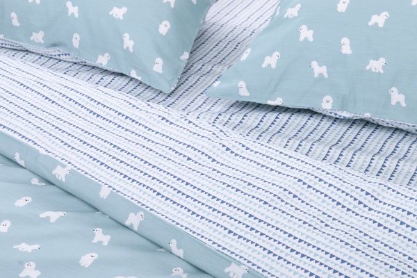 Комплект постельного белья Little dogs двуспальный бирюзово-белый La Nuit 