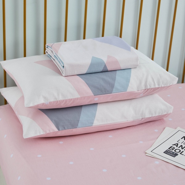 Комплект постільної білизни Triangulo 1,5 біло-рожевий La Nuit 