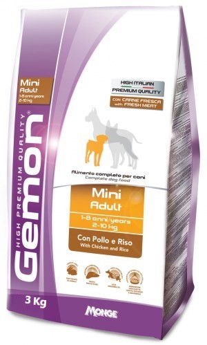 Корм сухий для щоденного годування дорослих собак для малих порід GEMON Mini Adult курка та рис 3 кг