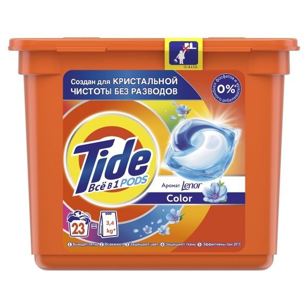 Капсулы для машинной стирки Tide Все-в-1 Touch of Lenor Fresh 23 шт.