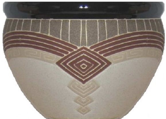 Горщик керамічний з піддоном круглий 7 л бежевий/чорний (940ср) 