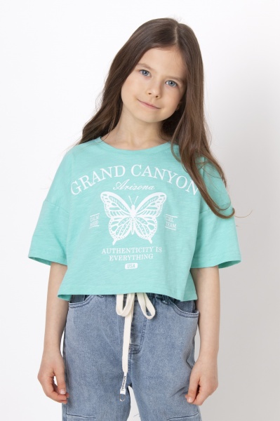 Футболка для девочек Mevis р.122 ментоловый 4662 