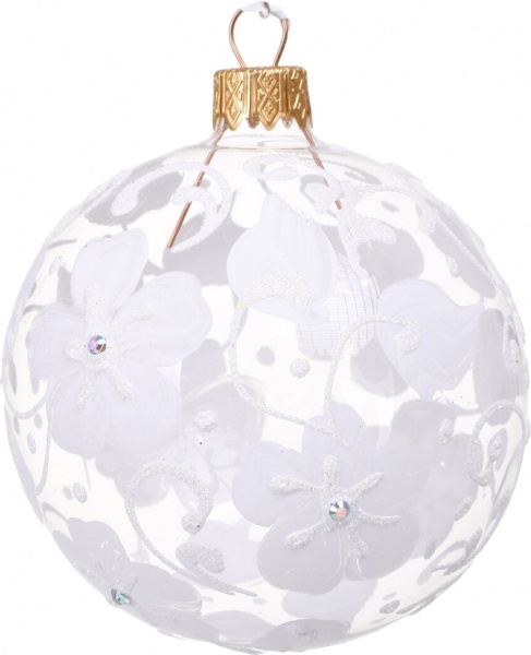 Шар новогодний цветочная серия d 80 мм в ассортименте