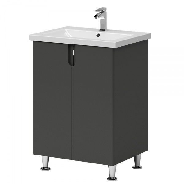 Тумба на ножках Aquarius Mona графит с умывальником Комо 60
