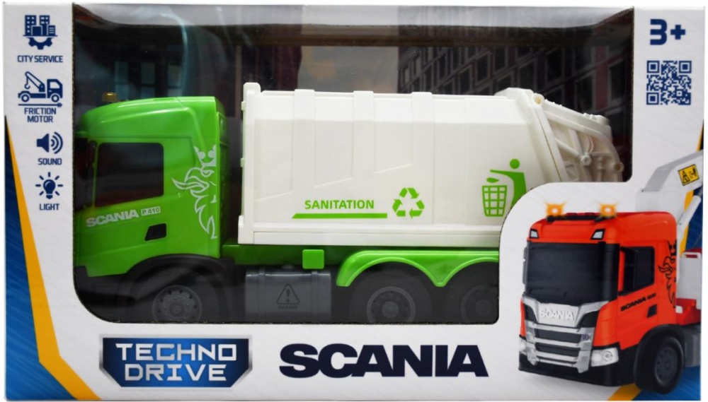 Автомодель TechnoDrive 1:43 Big Truck Сміттєвоз Scania світло звук 6410KS