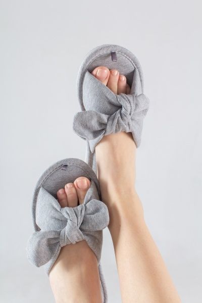 Капці домашні Twins HS-VL бант-перехрещення р. 40 сірий 