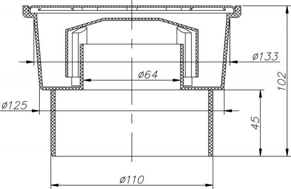 Душевой трап Water House Душевой трап WATER HOUSE, верт.D110 пластиковая решетка 150х150 сухой затвор