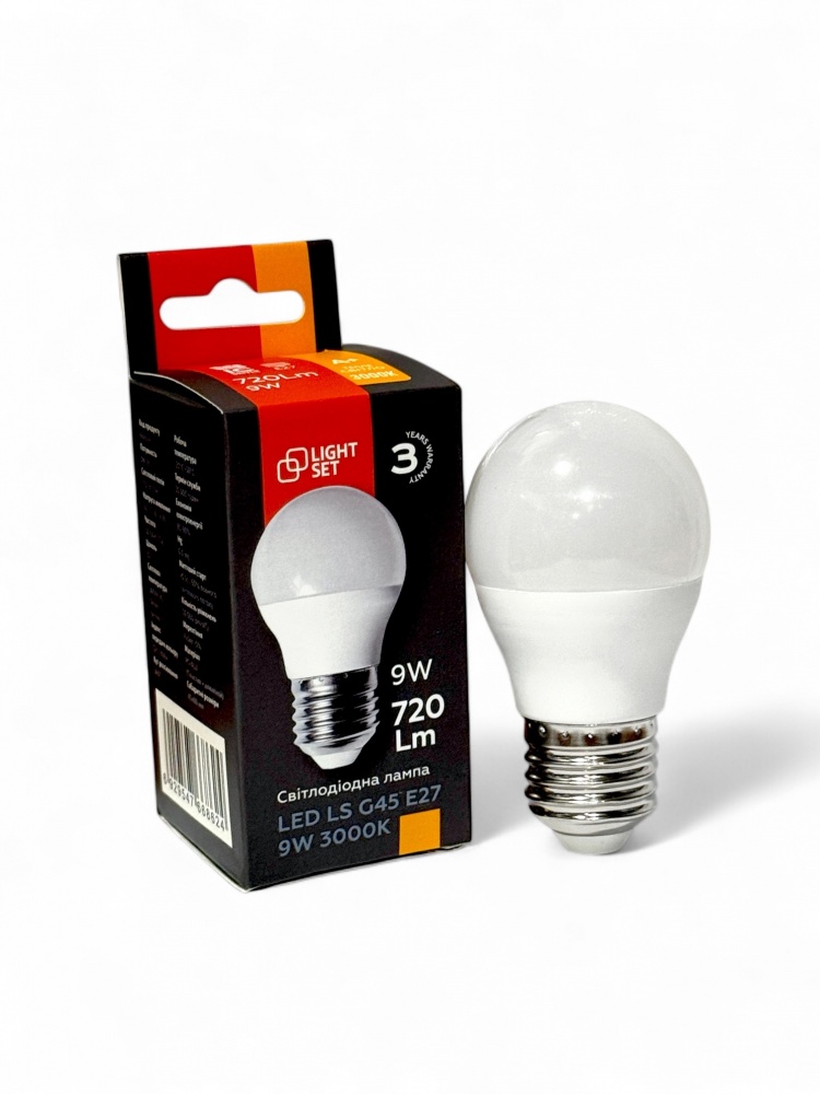 Лампа світлодіодна LIGHT SET LS 9 Вт G45 E27 220 В 3000 К